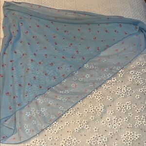 Floral Blue Sheer Scarf